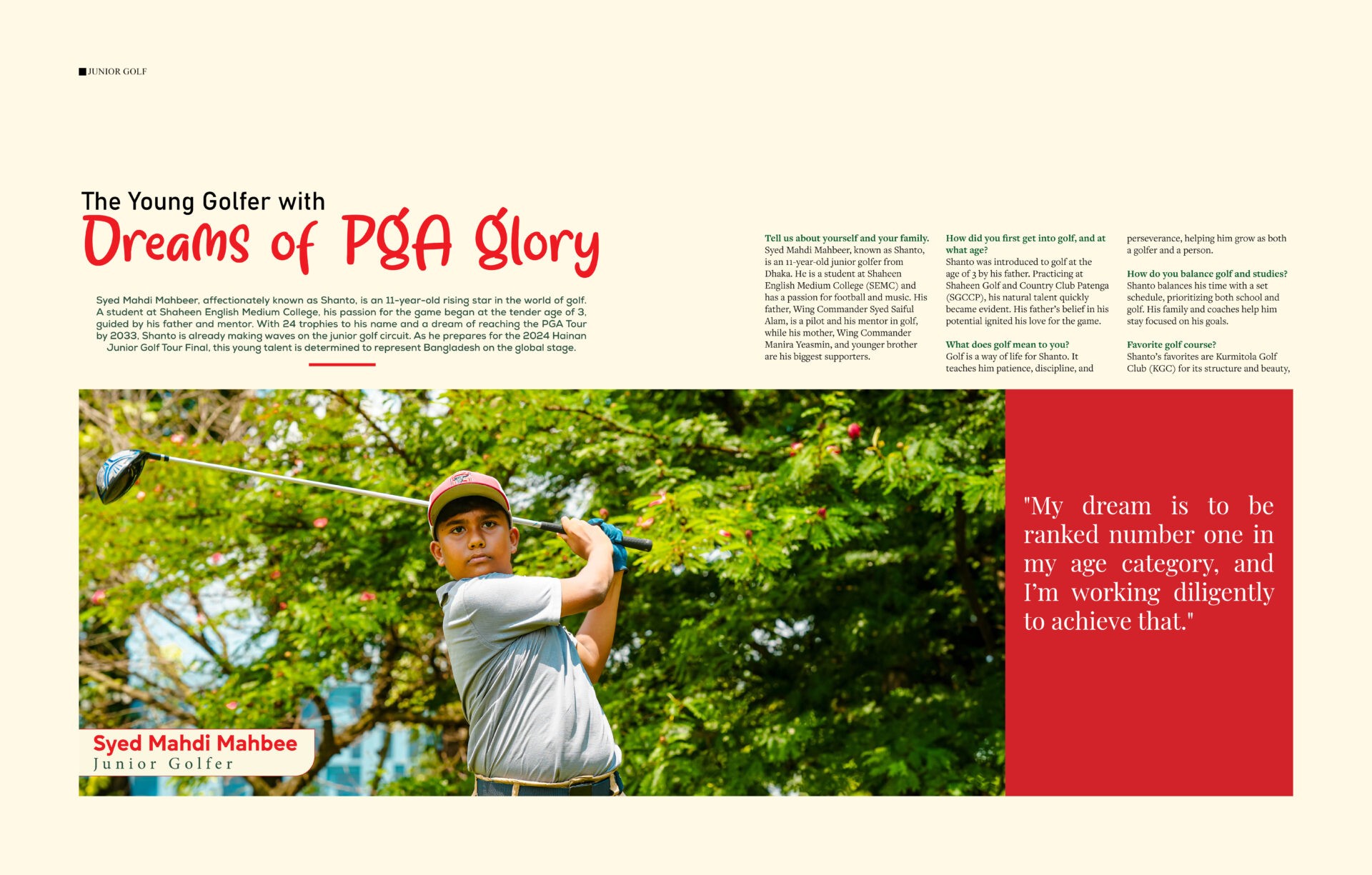 The Young Golfer with Dreams of PGA