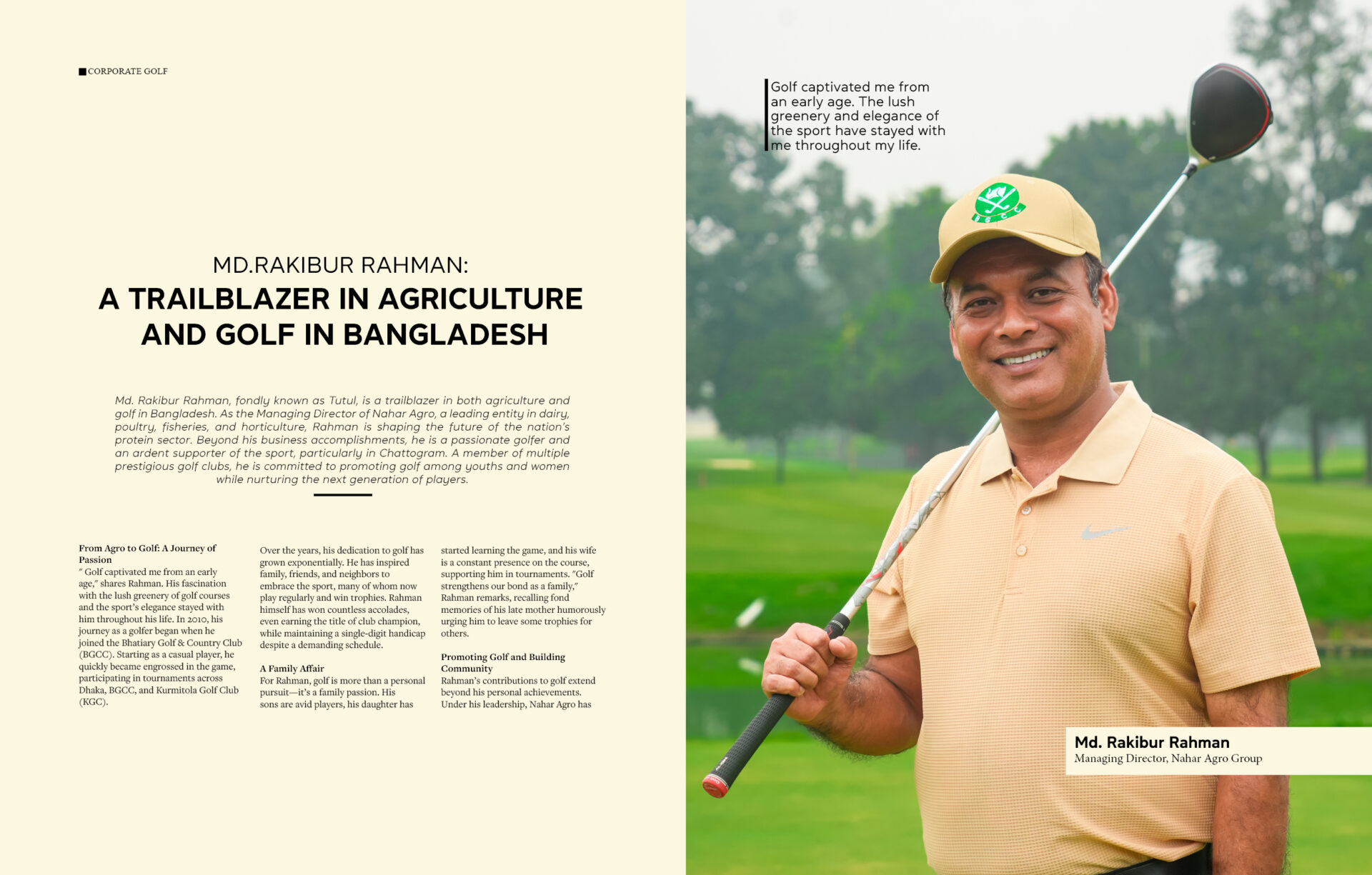 Md.rakibur rahman: a trailblazer in agriculture and golf in Bangladesh